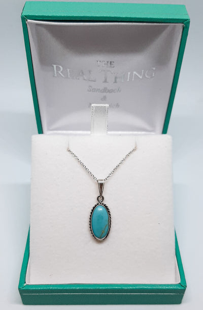 Oval Turquoise Rope Edge Pendant