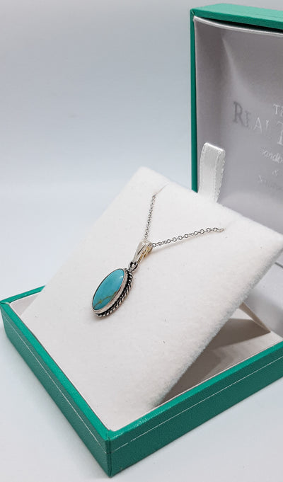 Oval Turquoise Rope Edge Pendant