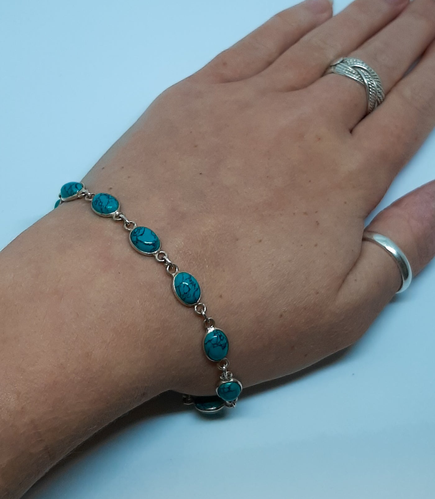 Turquoise Small Oval Linked Bracelet