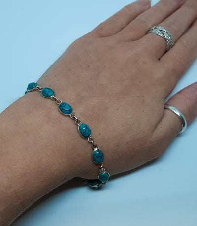 Turquoise Small Oval Linked Bracelet