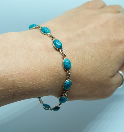 Turquoise Small Oval Linked Bracelet