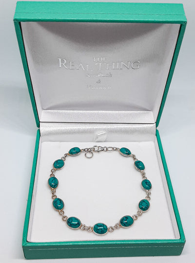 Turquoise Small Oval Linked Bracelet