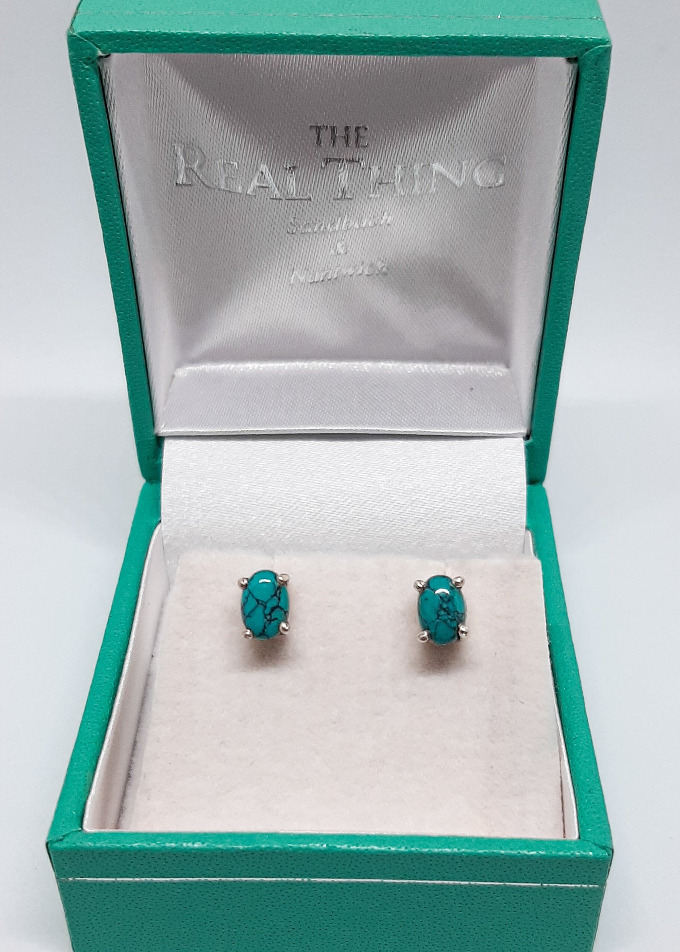 Claw Set Oval Turquoise Stud Earrings
