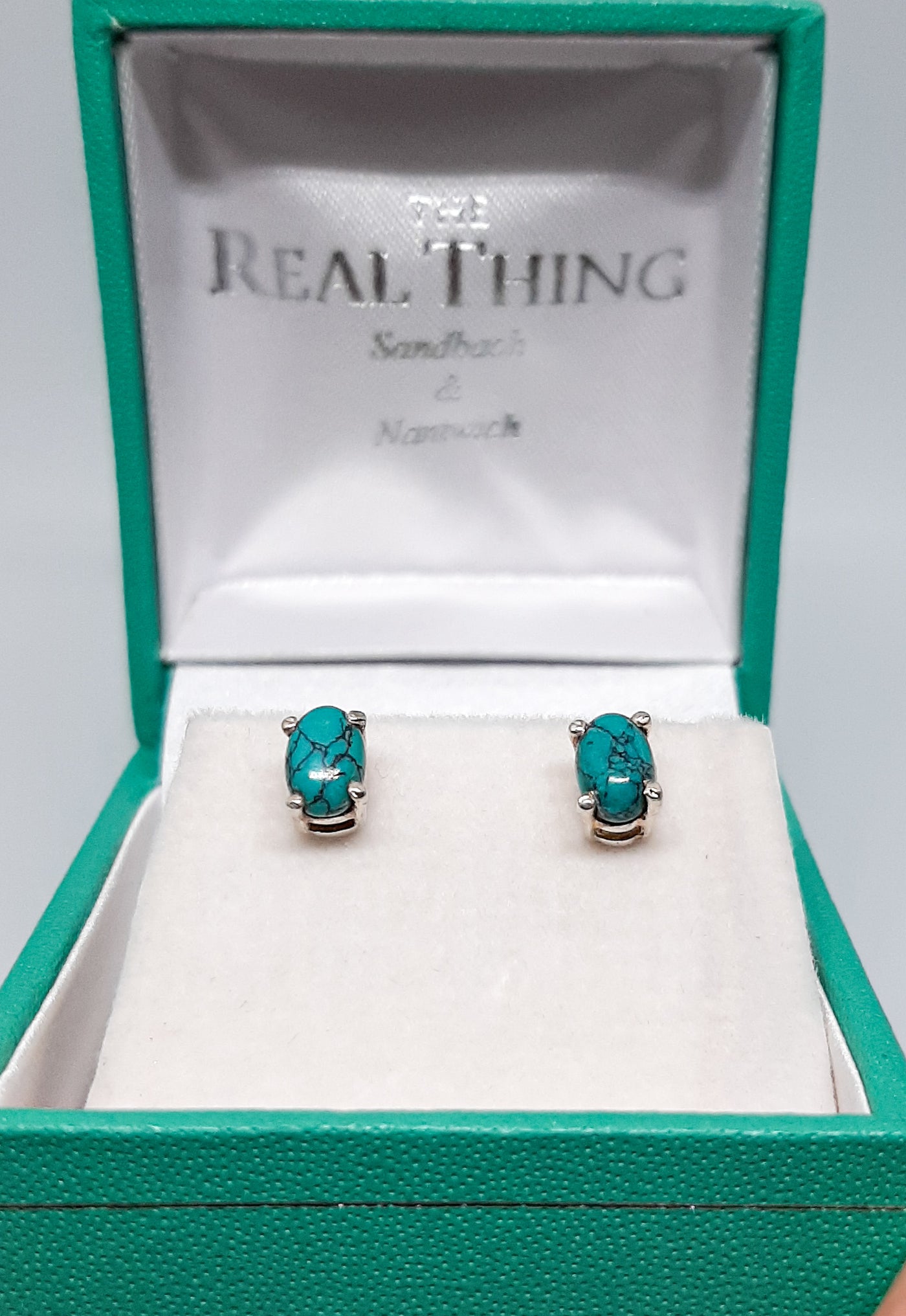 Claw Set Oval Turquoise Stud Earrings