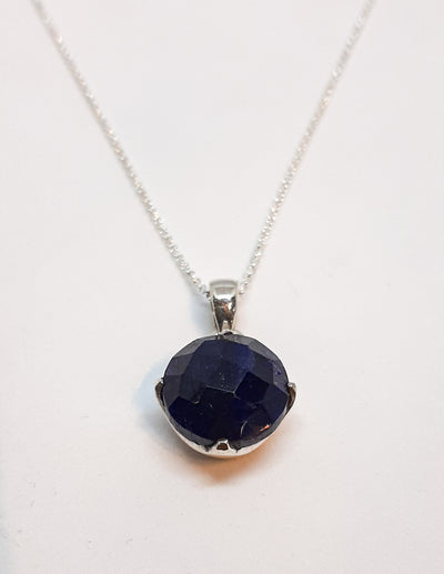 Sapphire Round Deep Stone Pendant