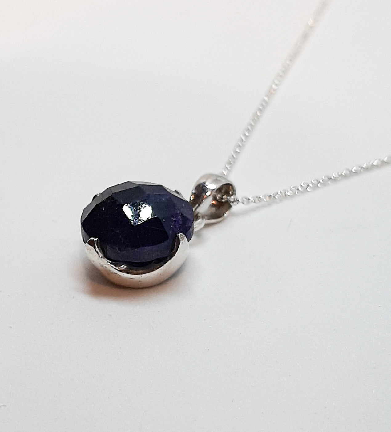 Sapphire Round Deep Stone Pendant