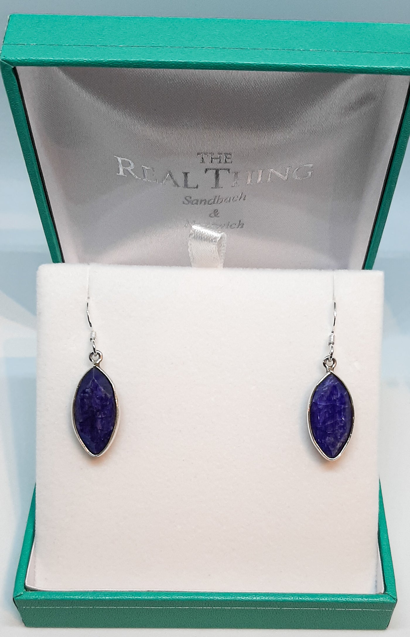 Sapphire Marquis Cut Long Drop Earrings