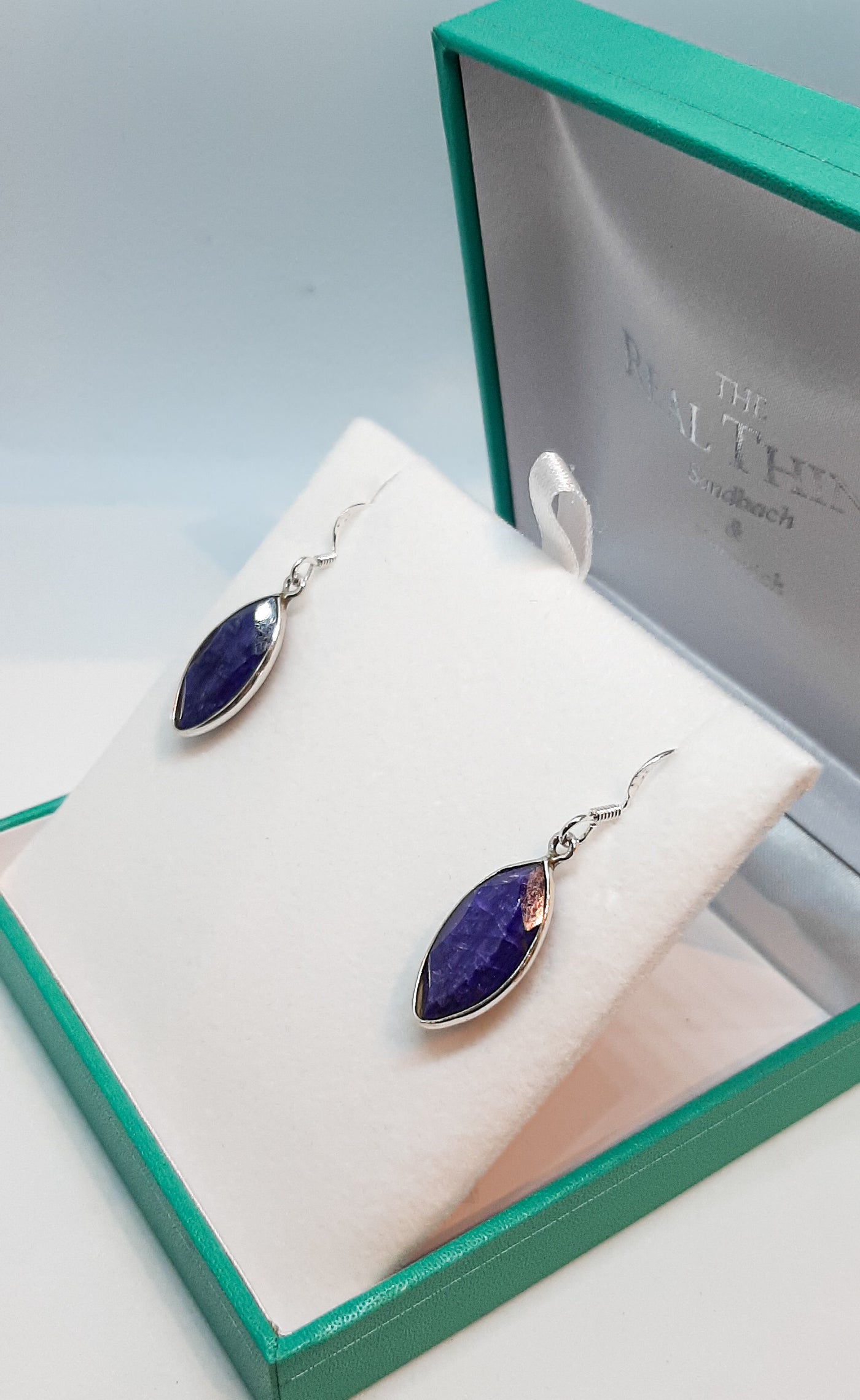 Sapphire Marquis Cut Long Drop Earrings