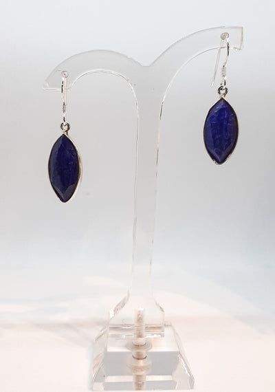 Sapphire Marquis Cut Long Drop Earrings