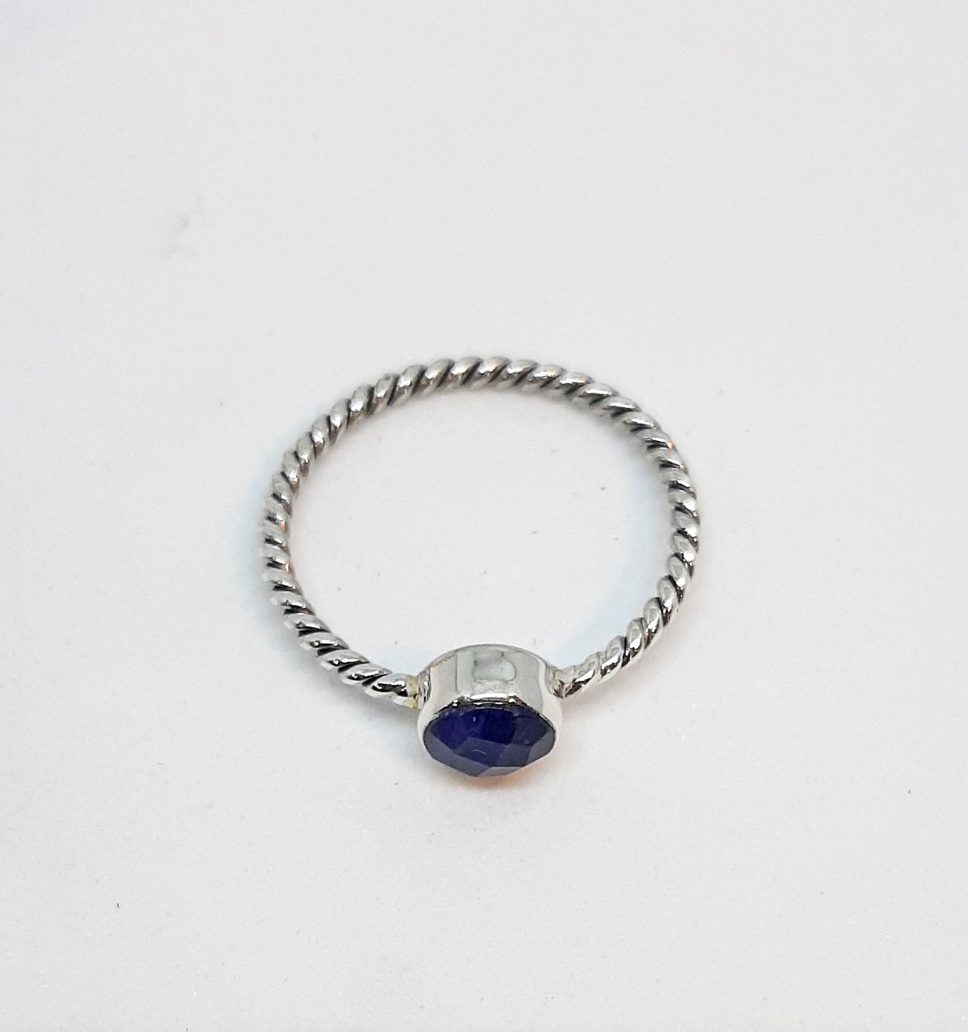 Sapphire Round Stone Twisted Rope Ring