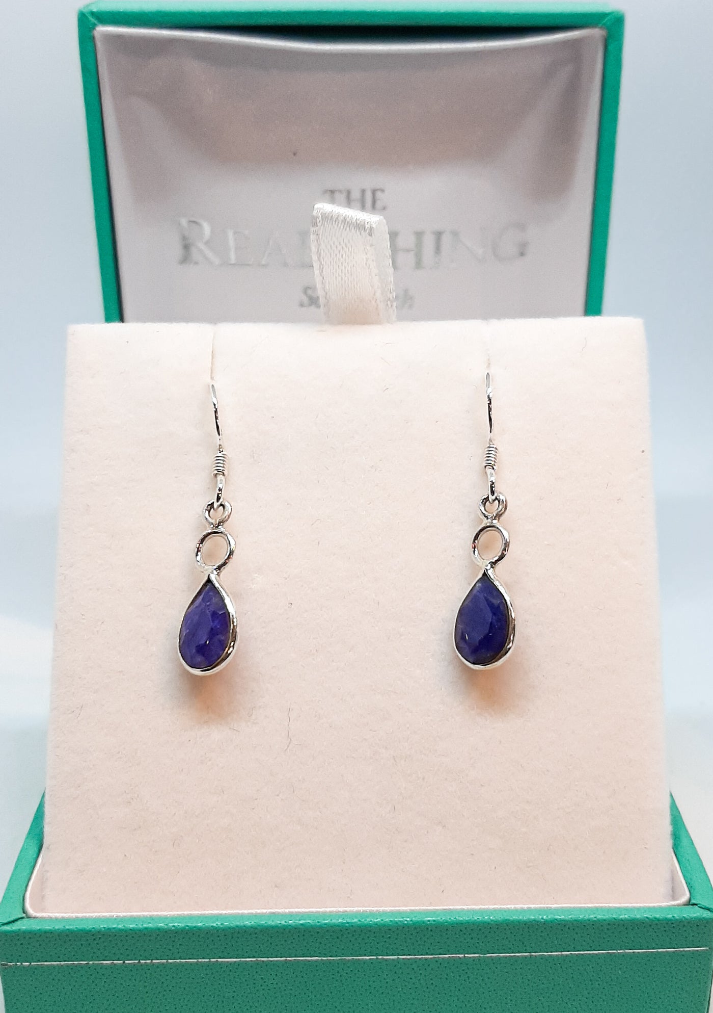 Sapphire Teardrop Circle Drop Earrings