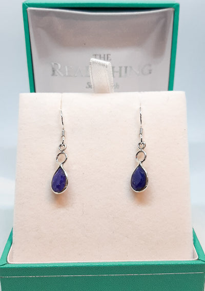 Sapphire Teardrop Circle Drop Earrings