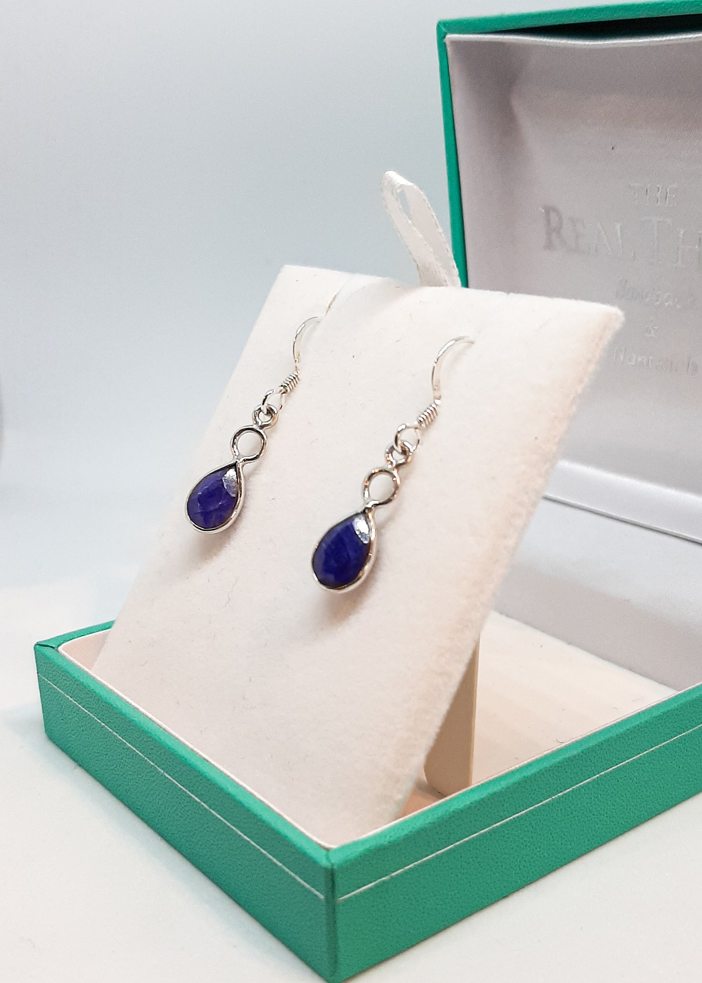 Sapphire Teardrop Circle Drop Earrings