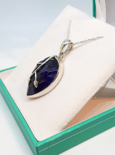 Sapphire Inverted Teardrop Vine Pendant