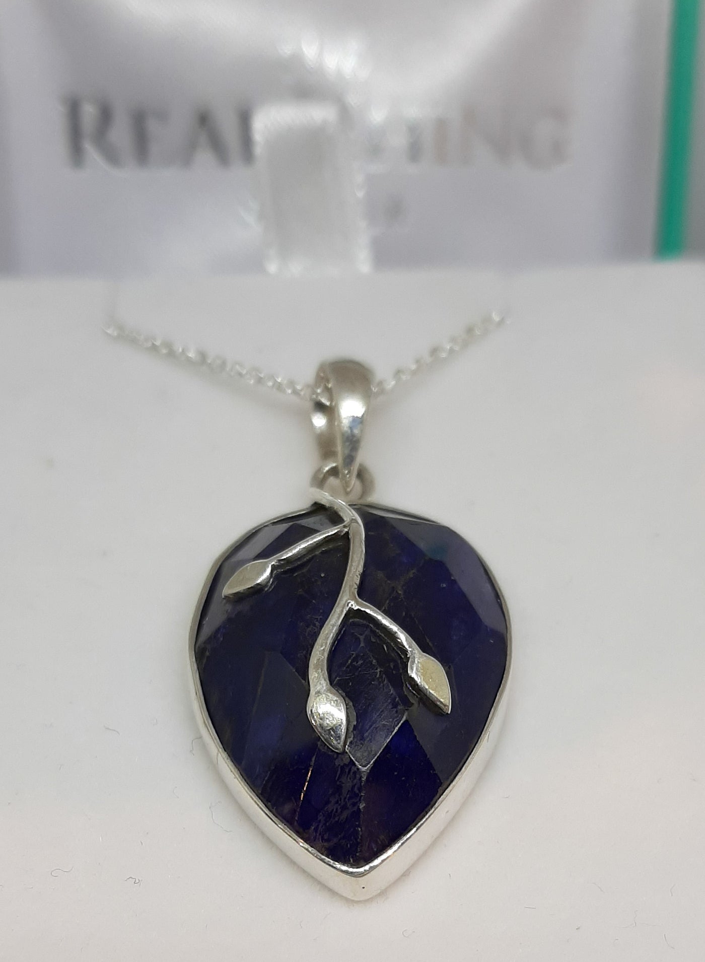 Sapphire Inverted Teardrop Vine Pendant