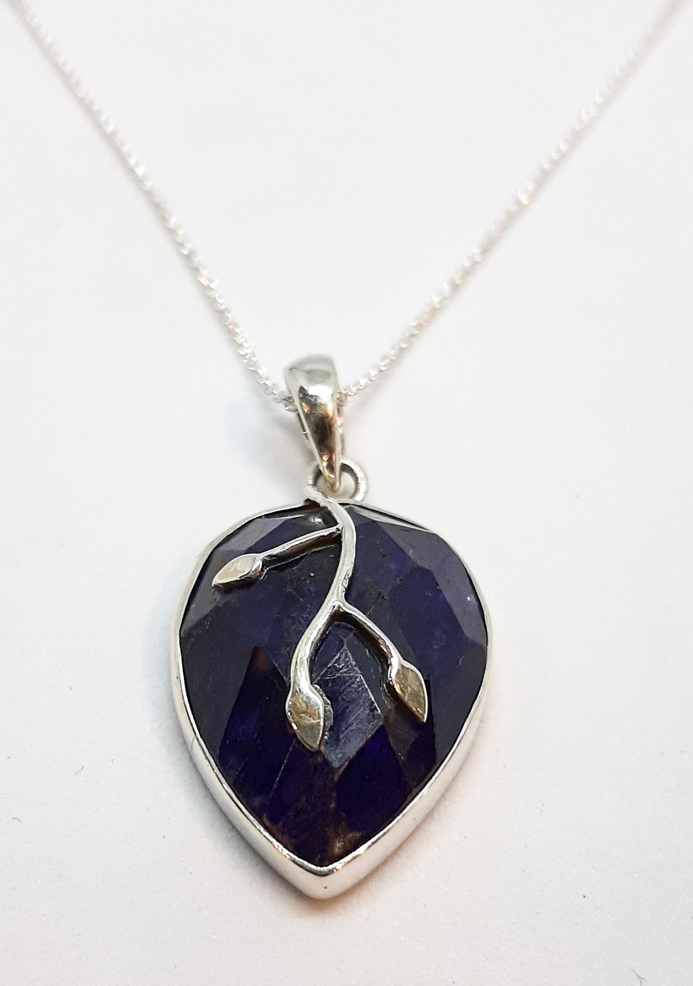 Sapphire Inverted Teardrop Vine Pendant