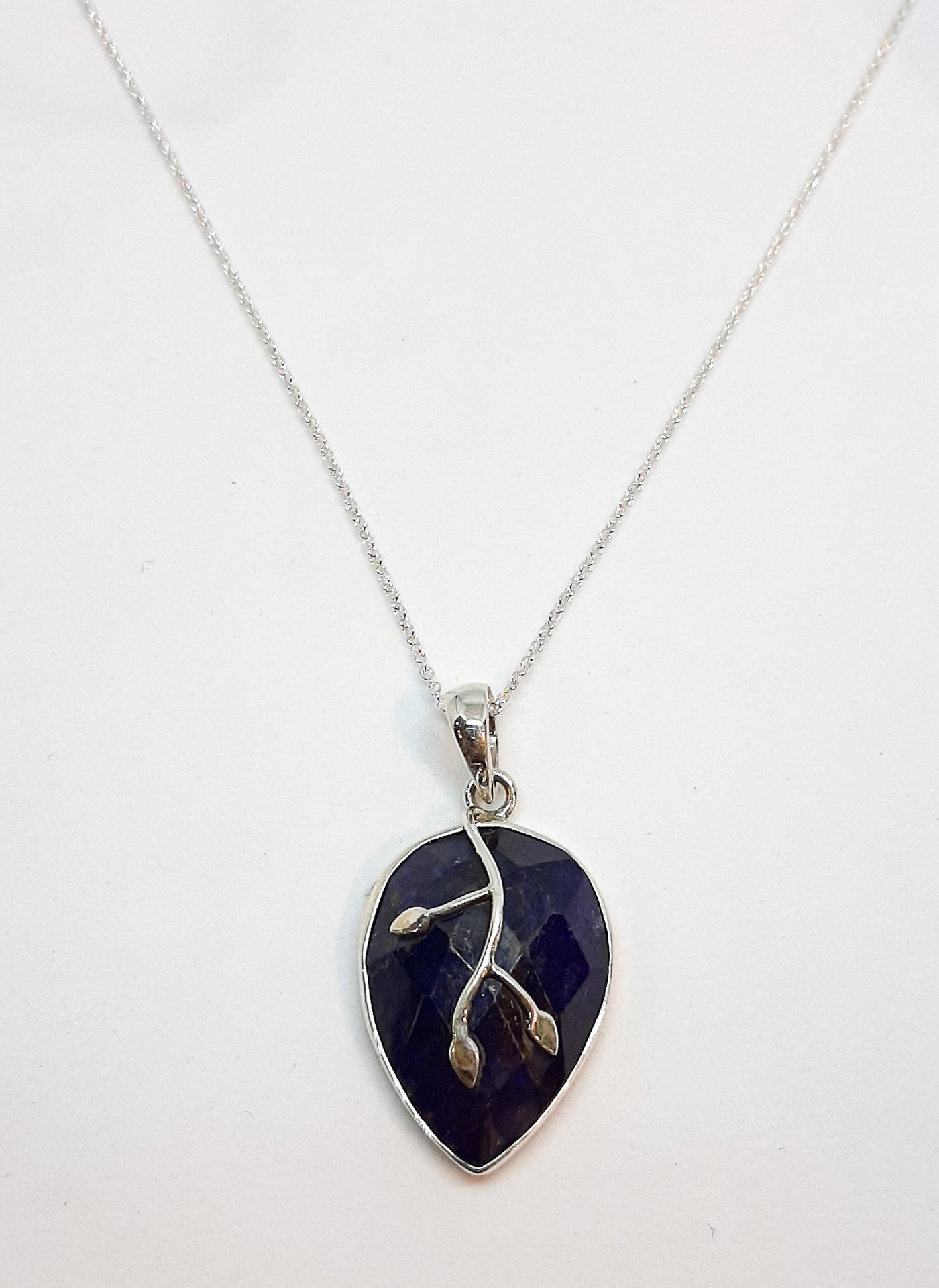 Sapphire Inverted Teardrop Vine Pendant