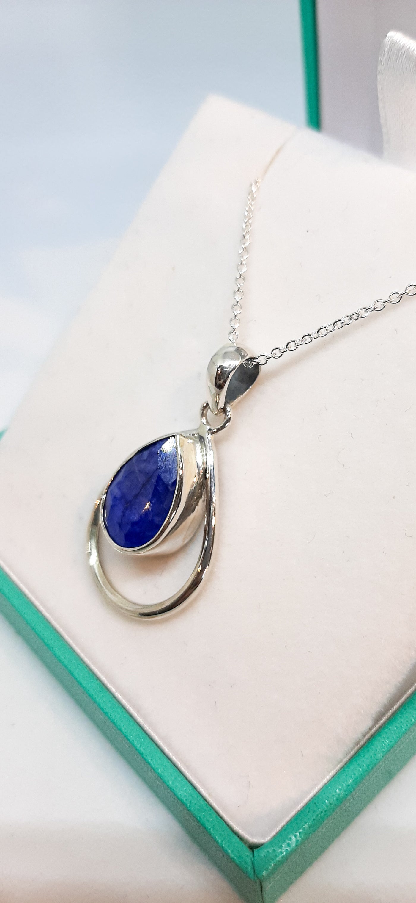 Sapphire Double Tear Drop Pendant