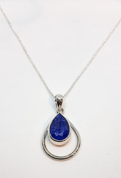 Sapphire Double Tear Drop Pendant