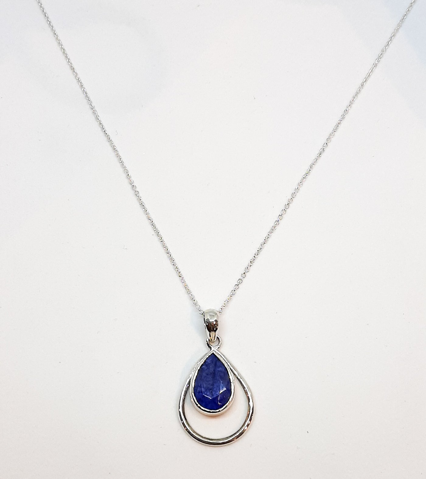 Sapphire Double Tear Drop Pendant