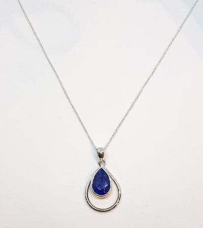 Sapphire Double Tear Drop Pendant