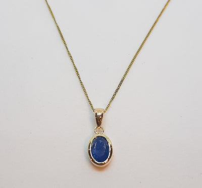 9ct Gold Sapphire Oval Pendant