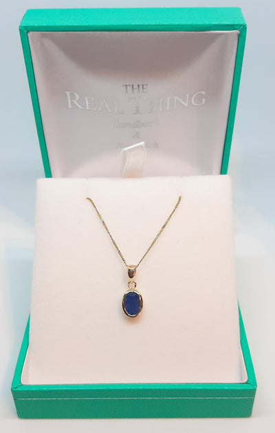 9ct Gold Sapphire Oval Pendant