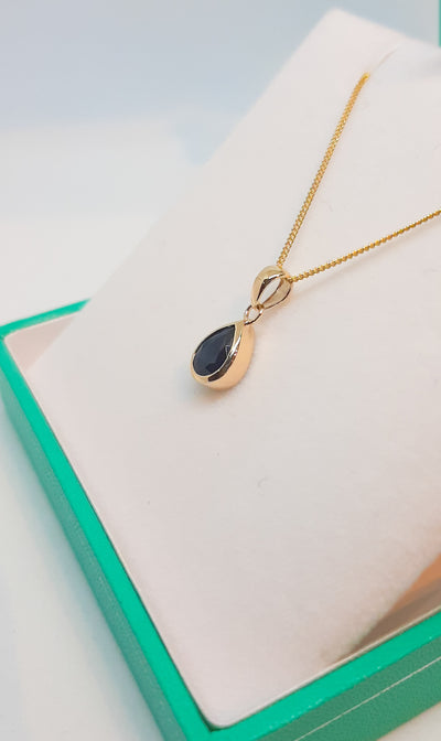 9ct Gold Sapphire Teardrop Pendant