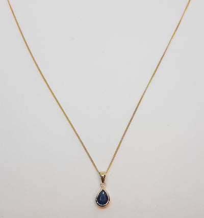 9ct Gold Sapphire Teardrop Pendant