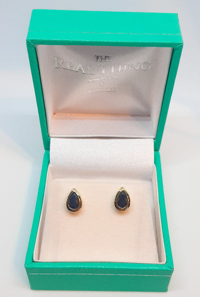 9ct Gold Sapphire Teardrop Stud Earrings