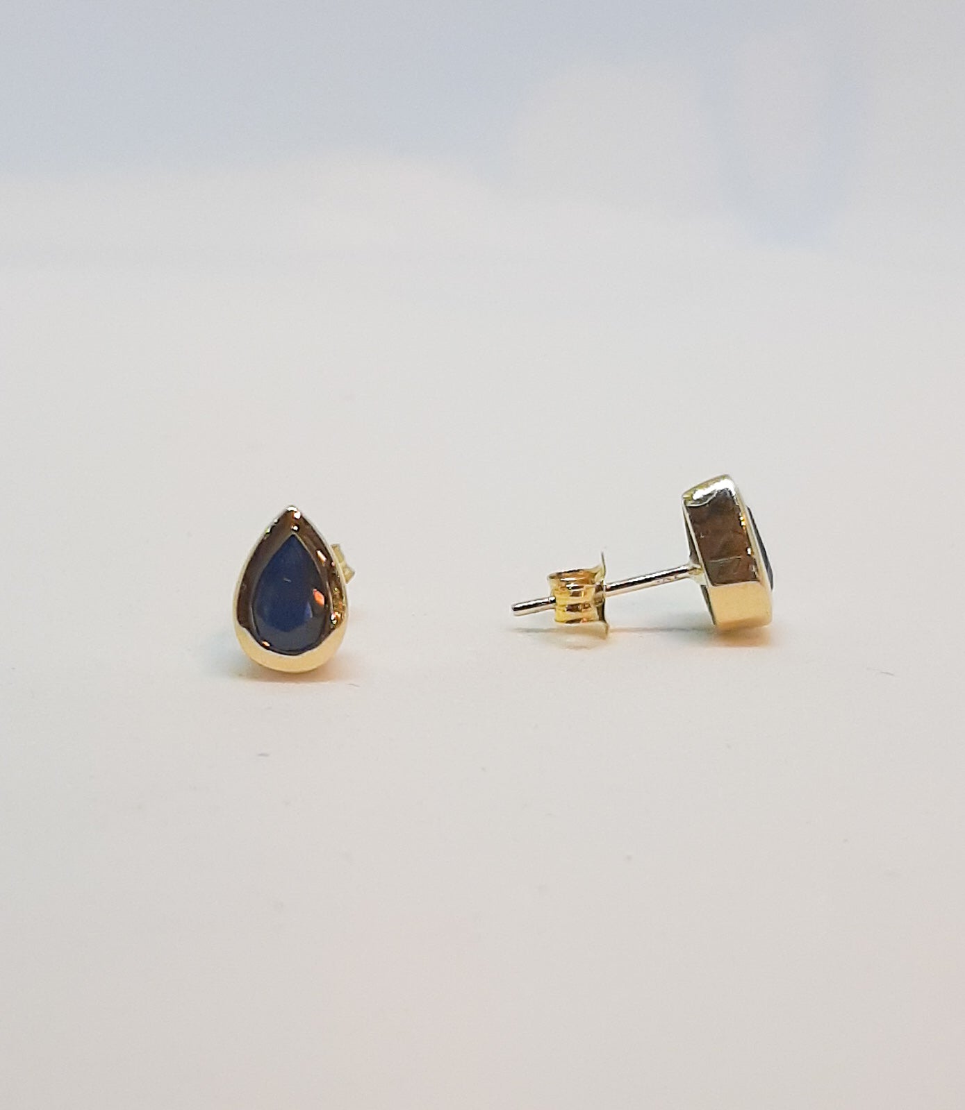 9ct Gold Sapphire Teardrop Stud Earrings