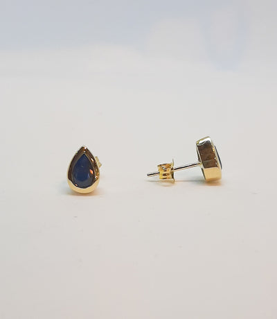 9ct Gold Sapphire Teardrop Stud Earrings