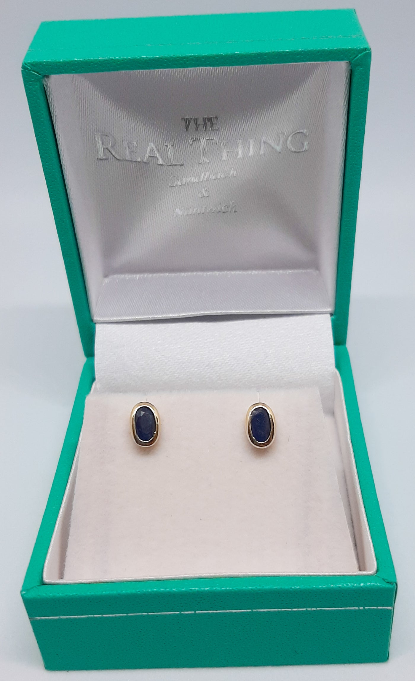 9ct Gold Sapphire Oval Stud Earrings