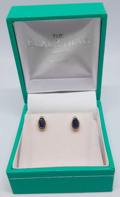 9ct Gold Sapphire Oval Stud Earrings