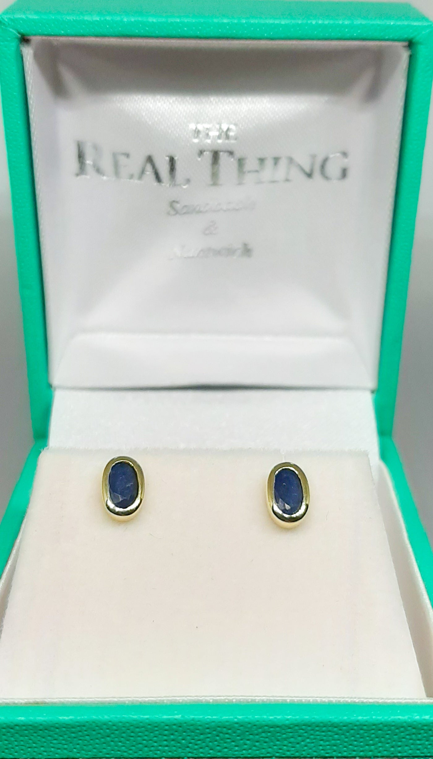 9ct Gold Sapphire Oval Stud Earrings