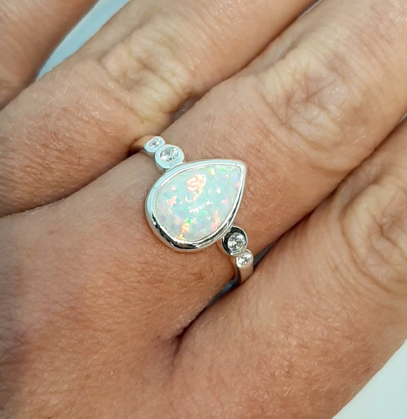 Opal Teardrop Ring