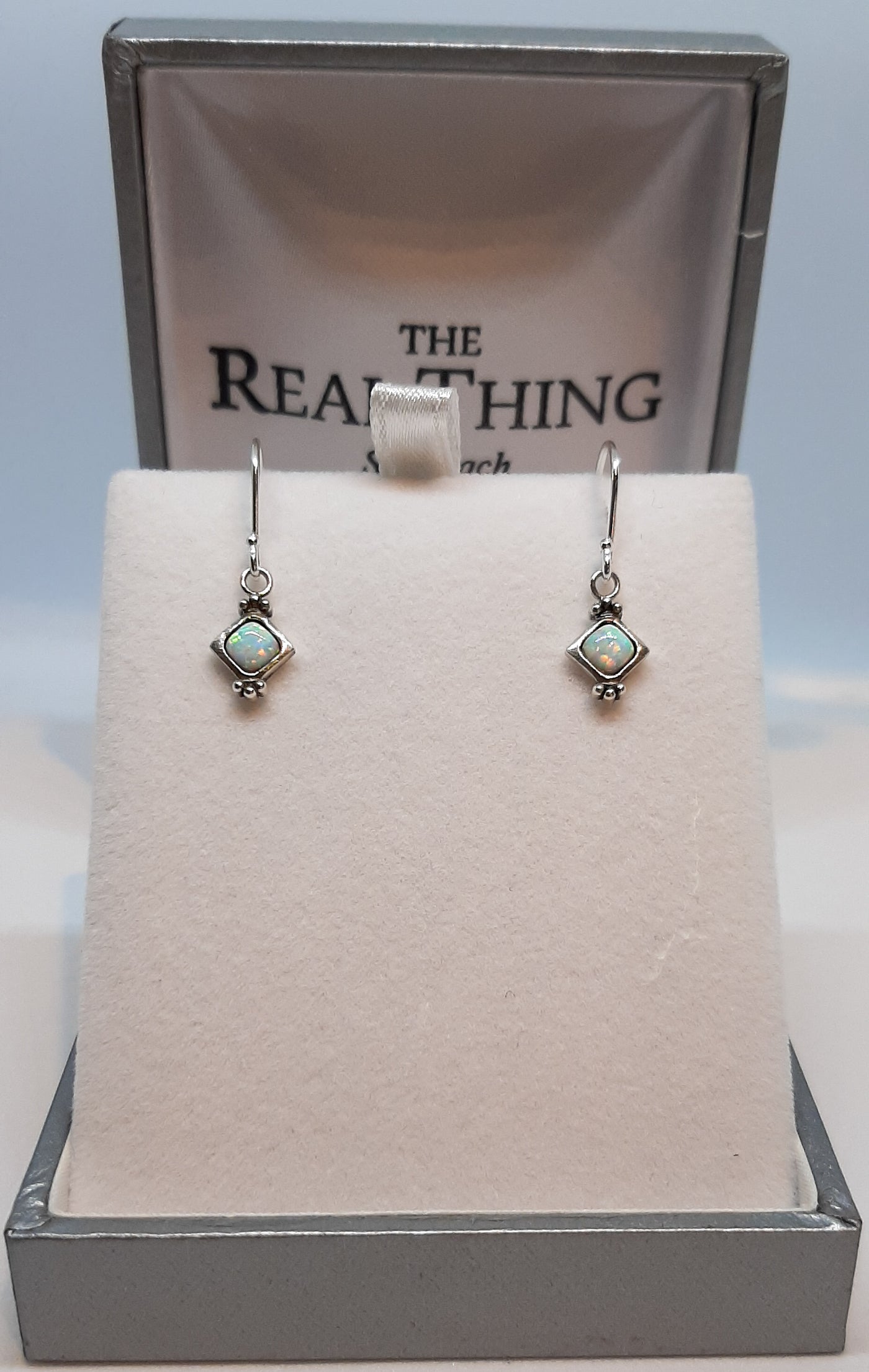 Opal Vintage Square Drop Earrings