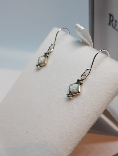 Opal Vintage Square Drop Earrings