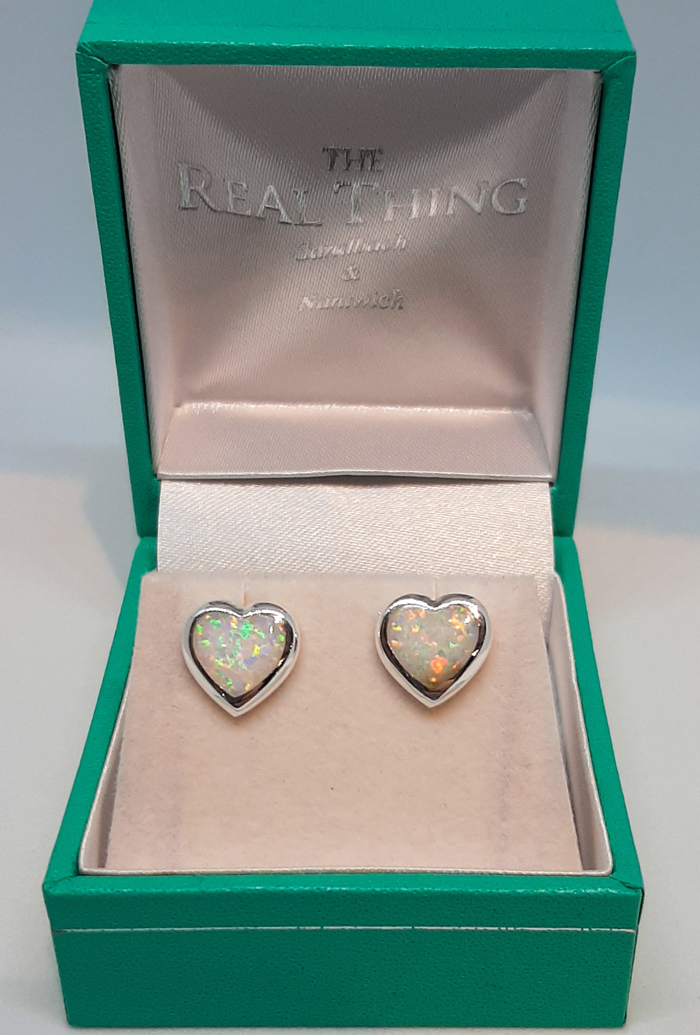 Opal Heart Stud Earrings