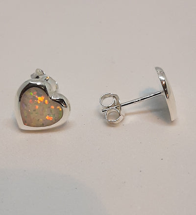 Opal Heart Stud Earrings