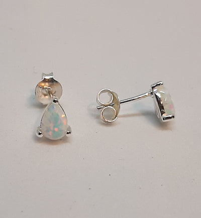 Opal Teardrop Claw Set Stud Earrings