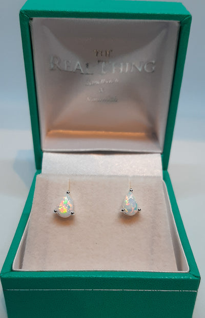 Opal Teardrop Claw Set Stud Earrings