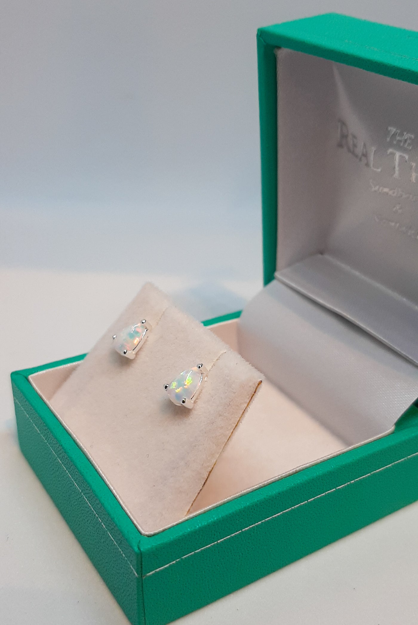 Opal Teardrop Claw Set Stud Earrings