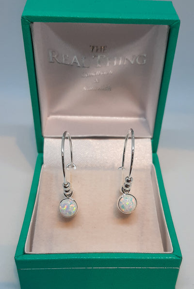 Opal Bead Hoop Earrings
