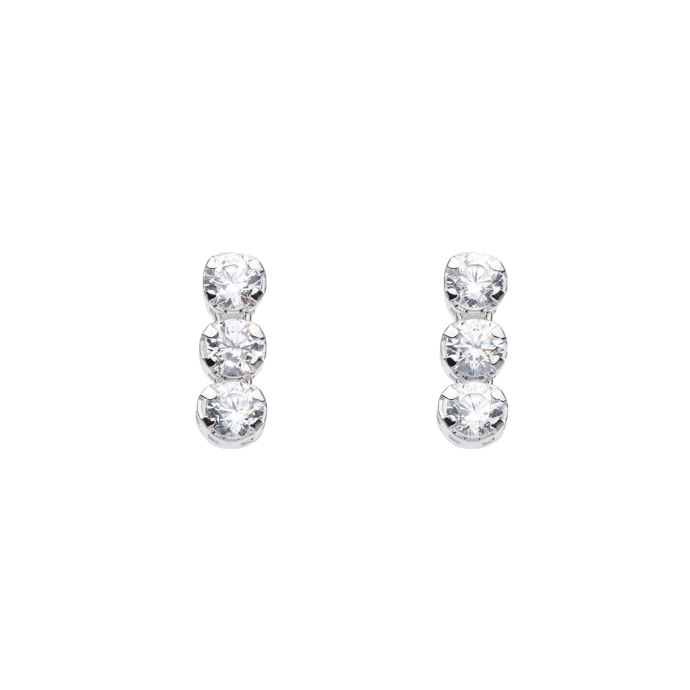 Dew Triple Crystal Stud Earrings