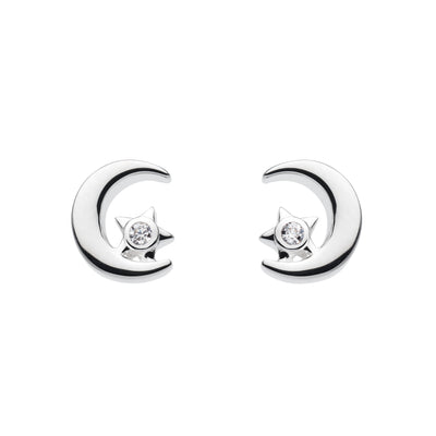 Dew Moon & Star Stud Earrings