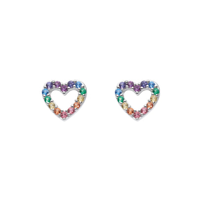 Dew Open Heart Rainbow Stud Earrings