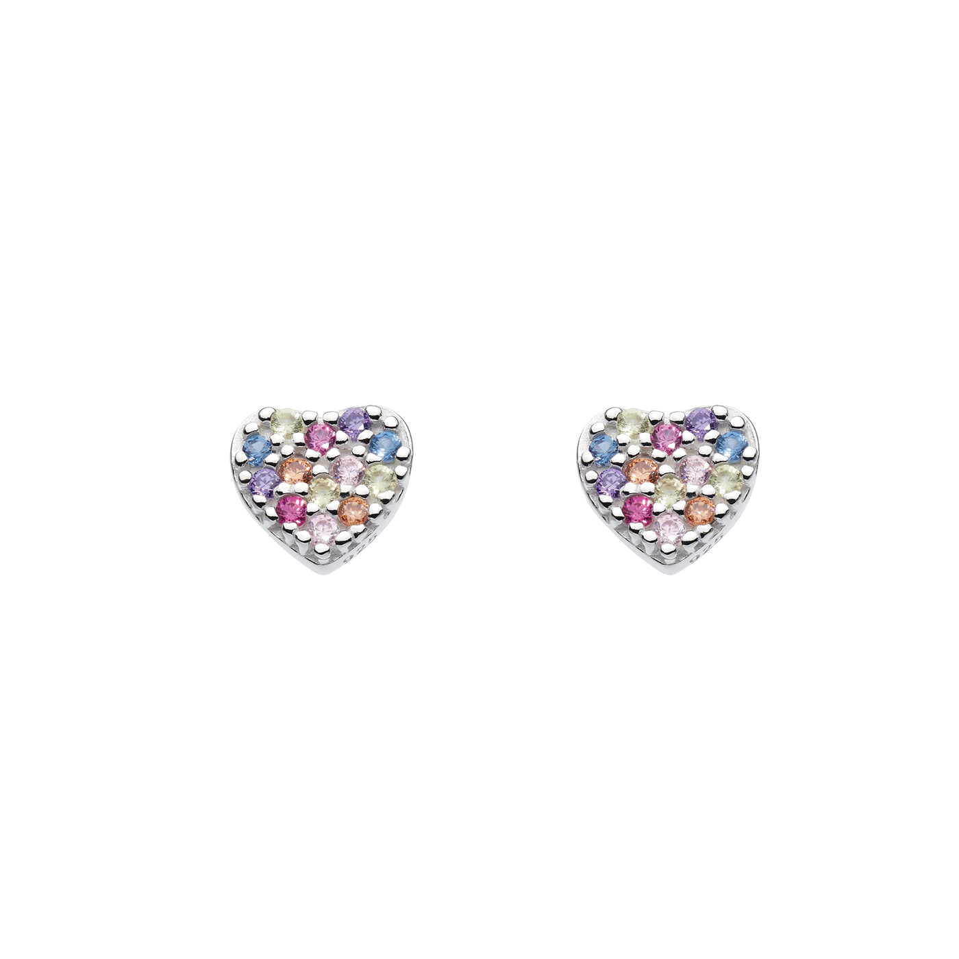 Dew Rainbow Heart Stud Earrings