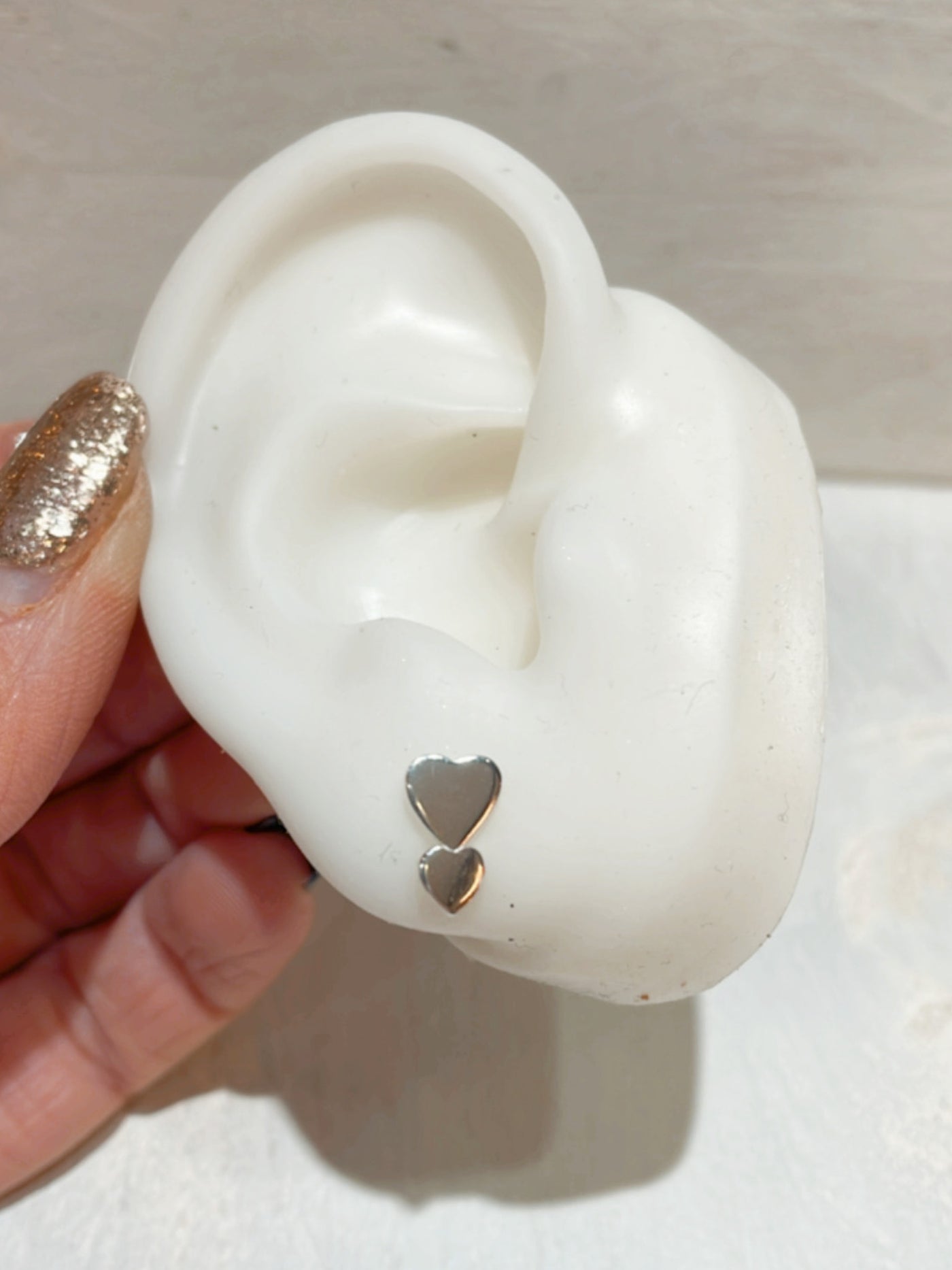 Double Heart Stud Earrings