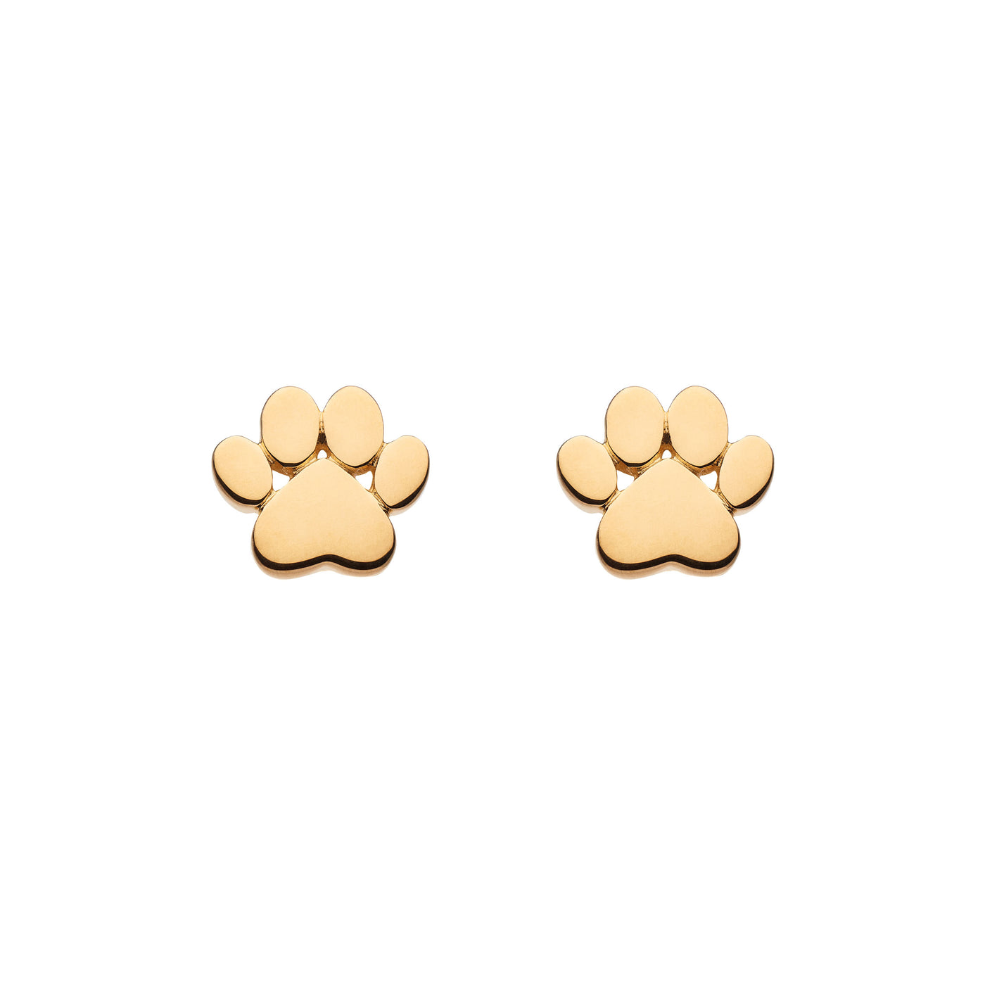 Dew Gold Paw Print Stud Earrings